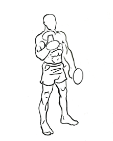 Line-art start of an alternating hammer curl.
